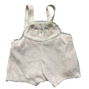 Tiny Tots Baby Girl Pink White Stripe Terry Cloth Overall Shorts Size 6-9 Months